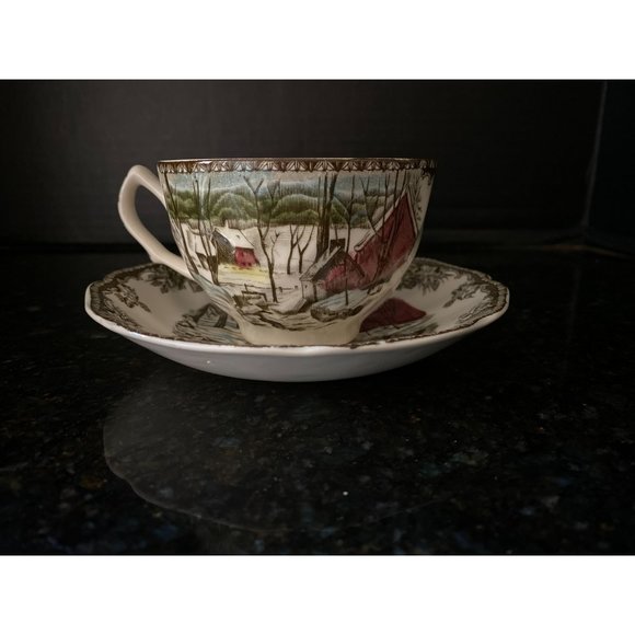 Johnson Bros "The Friendly Village" Cup and Saucer, The Ice House, England - Picture 1 of 8